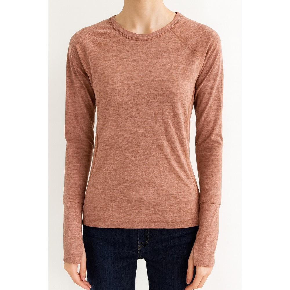 Nike Dri Fit Womens Long‎ Sleeve Activewear Top Raglan Crewneck Orange Small